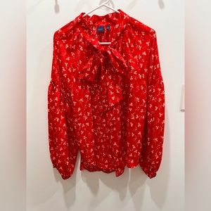 Kaari Blue Red Floral Blouse size L